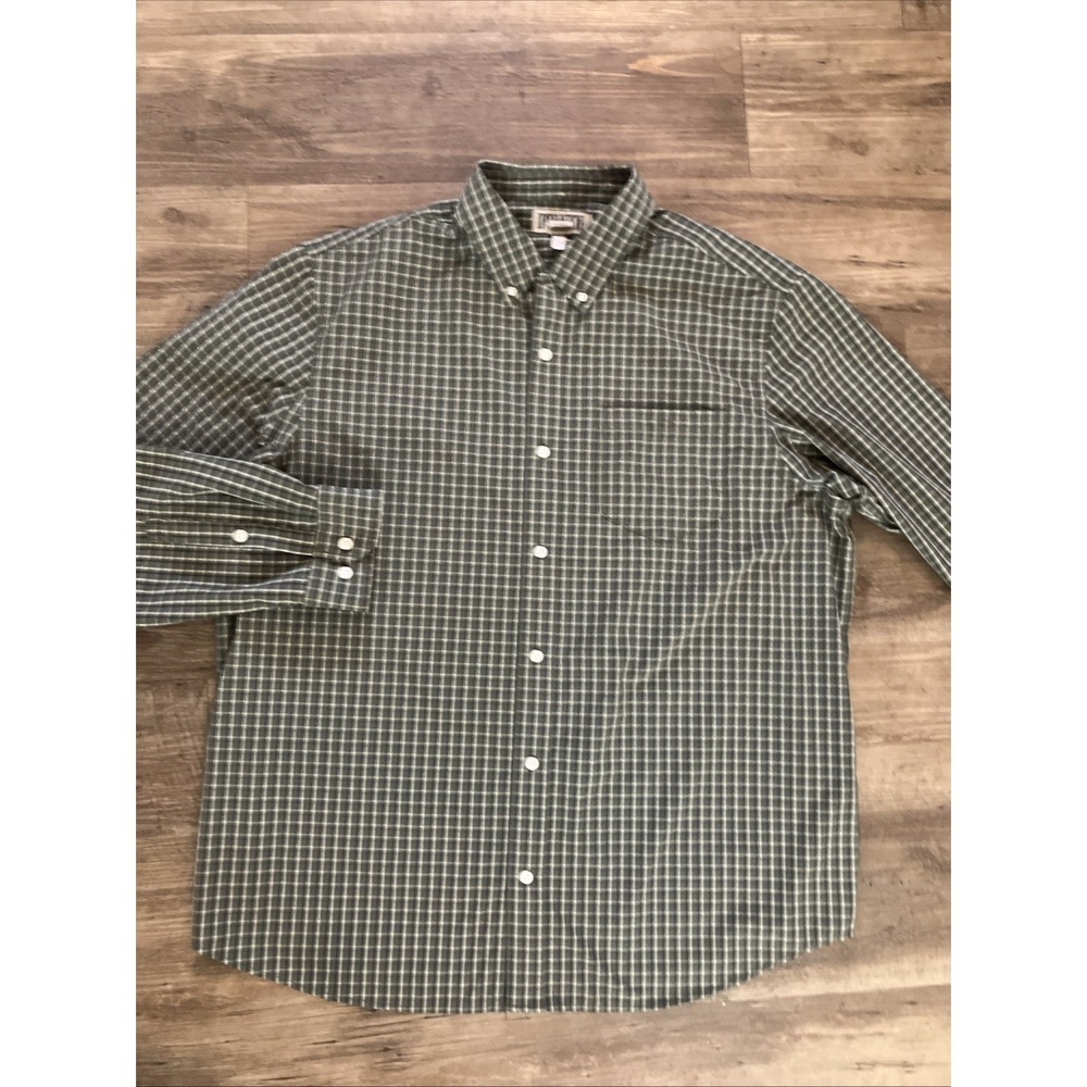 Duluth Trading Co Button Up Long Sleeve Shirt Men 2XL Green Plaid Read